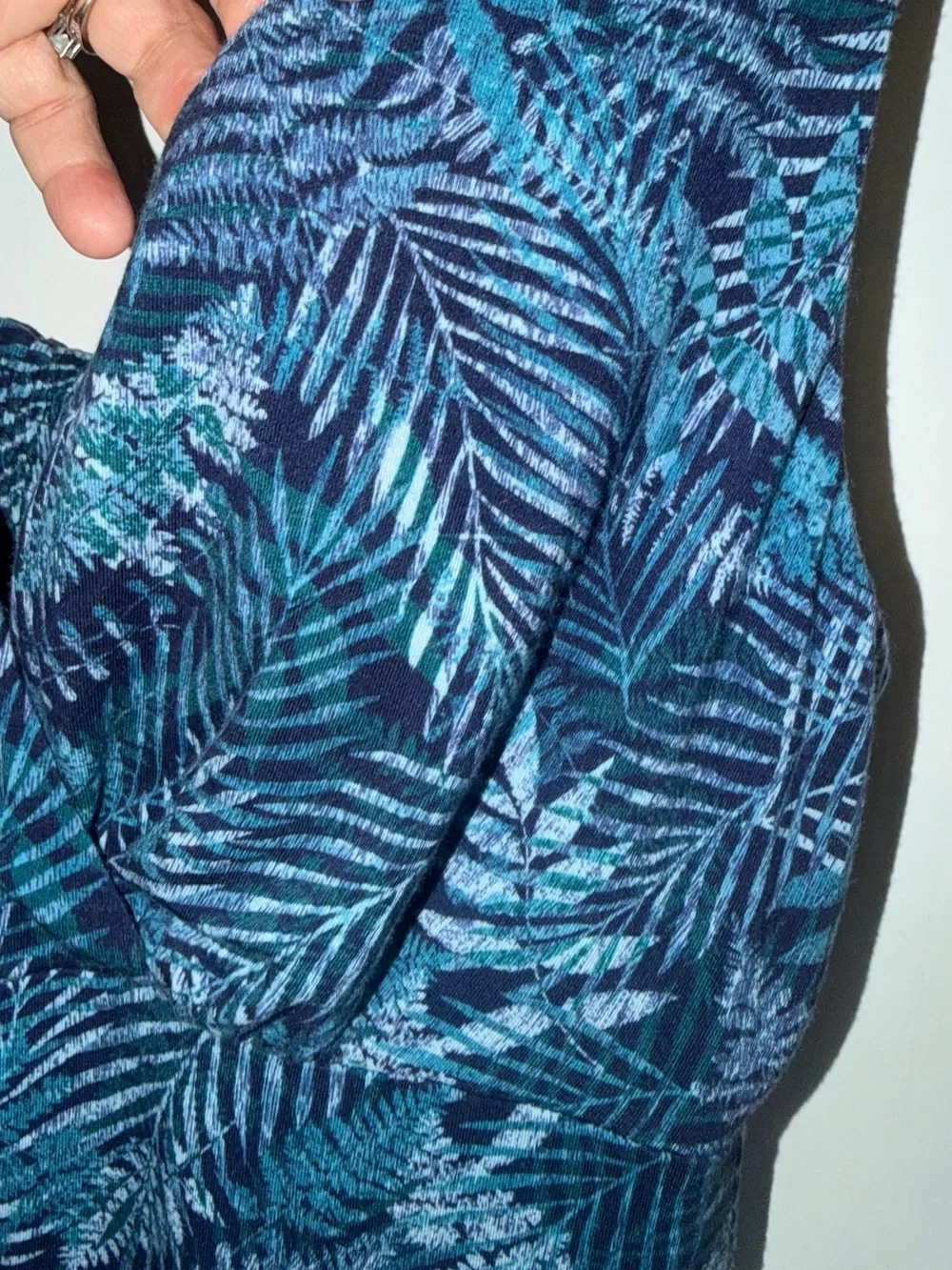 Tommy Bahama Teal and Navy Palm-Print V-Neck Sundress size small